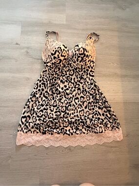 Women's Leopard Print Lace Chemise - Pink/victorias secret